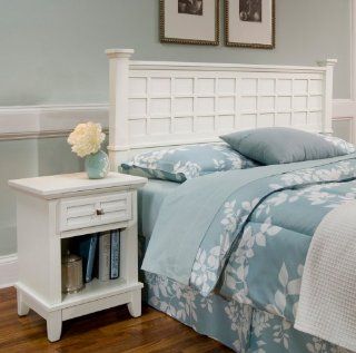 Home Style 5182 5015 Arts and Crafts Queen Headboard and Nightstand, White   Shutter Headboard