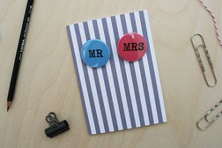 mr and mrs badge stripe card by nancy & betty studio