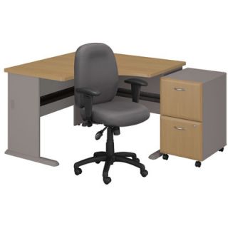 Bush Series A Left Corner Desk with 2 Drawer File and Chair SMA006CHLOSU