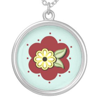 Sweet Daisy Sterling Silver Necklace in Red & Aqua