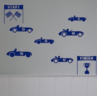 mini 'racing cars' wall sticker set by leonora hammond