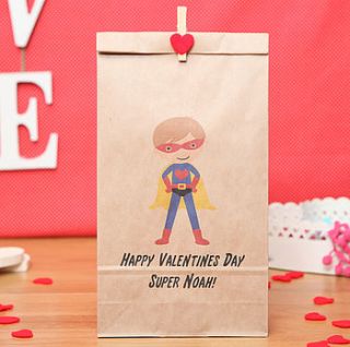 personalised superhero valentines gift bag by red berry apple