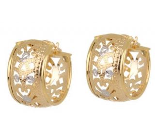Filigree Huggable Hoop Earrings 18K Gold —