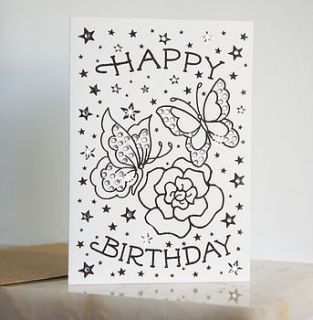 butterfly birthday tattoo card with diamante by spdesign