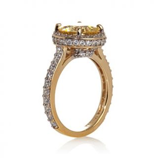 Jean Dousset 3.95ct Absolute™ Canary Round Solitaire Pavé Ring