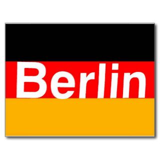 Berlin Logo in White on German Flag Post Card