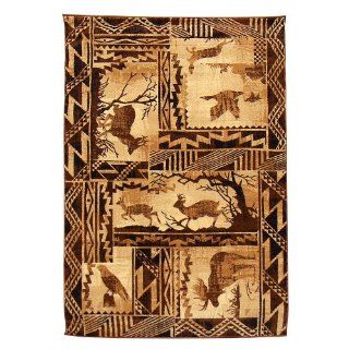 DonnieAnn Lodge Design 384 Moose Deer Eagle and Flying Duck Area Rug   Machine Made Rugs