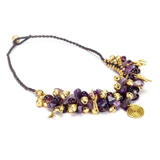 Goldtone Amethyst Bead Necklace (Thailand) Necklaces