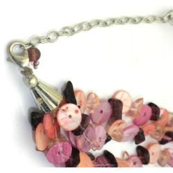 Pink Mother of Pearl Shell Multi strand Necklace (India) Global Crafts Necklaces