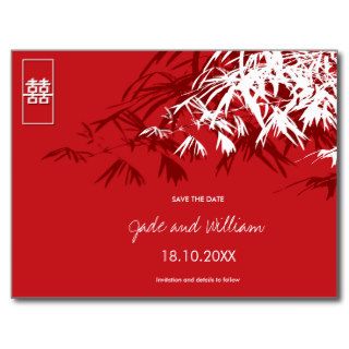 Chinese Wedding Bamboo Zen Modern Save The Date Postcard