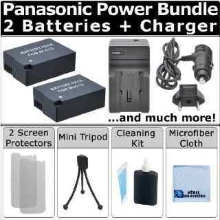 Complete Deluxe Starter Kit + 2 DMW BLC12 Batteries + AC/DC Turbo Charger with Travel Adapter for Panasonic Lumix DMCG5 G5 DMC G5K DMC GH2 DMCGH2 G5K GH2S Camera  Camera Power Adapters  Camera & Photo