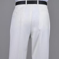 Men's White Single Pleat Pants Dress Pants