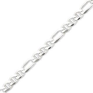Sterling Silver 7.75mm Figaro Anchor Chain   18 Inch Chain Necklaces Jewelry