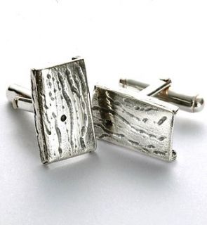 sterling silver contemporary barked cufflinks by tom bramwell designs
