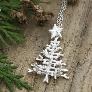 silver christmas tree necklace by martha jackson