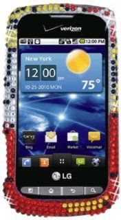 DECORO FDLGVS660IM396 Premium Full Diamond Protector Case for LG Vs660/Vortex   1 Pack   Retail Packaging   Red Daisy Flowers Cell Phones & Accessories
