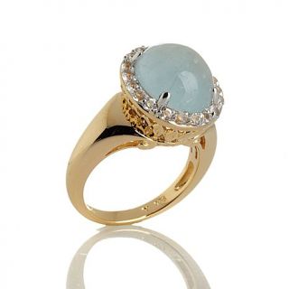 Victoria Wieck Milky Aquamarine Cabochon and White Topaz Frame Ring