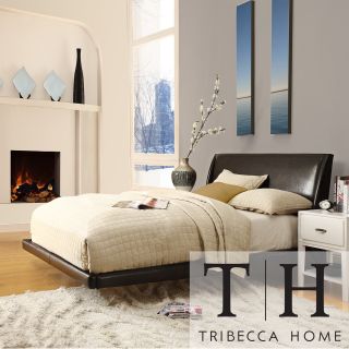 Tribecca Home Carterton Black Bonded Leather Modern Floating Bed