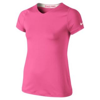 Nike Pro Core Fitted Girls T Shirt   Hyper Pink