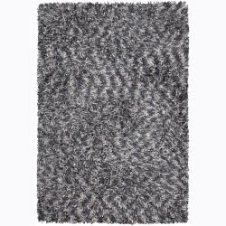 Handwoven Mandara Grey Polyester Shag Rug (5 X 76)