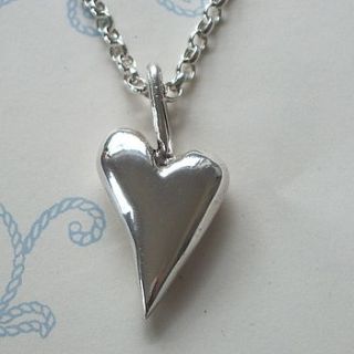medium solid silver heart pendant by cathy newell price jewellery