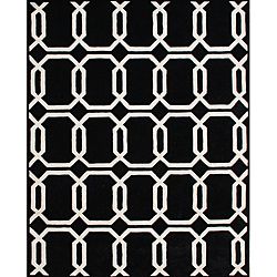 Hand tufted Geometric Floridly Black Wool Rug (5 X 8)