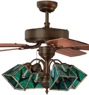 Tiffany Street 269540059 Southwestern 4 Light Stained Glass Bronze Ceiling Fan   Ceiling Fan With Light  