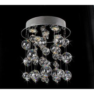 Chrome Ceiling Mount Chandelier With Hand Blown Bubble Glasses