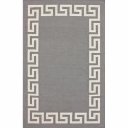 Nuloom Handmade Flatweave Greek Key Grey Wool Rug (76 X 96)