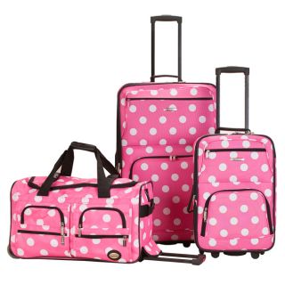 Rockland Perfect Ensemble Pink Dot 3 piece Expandable Luggage Set
