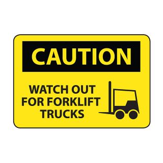 Osha Compliance Caution Sign   Caution (Watch Out For Forklift Trucks)   Self Stick Vinyl