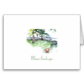 watercolor of a Maine landscape on a notecard Greeting Cards