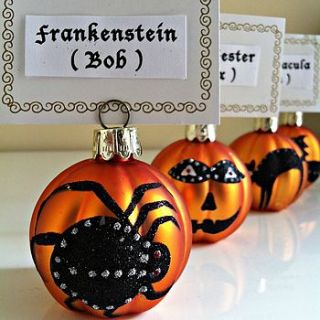 glass halloween place card holder set by the little picture company
