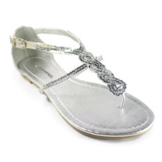 City Classified Foam S   Basic Sequin Silver Thong Sandal Silver Shoes