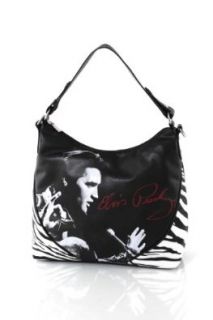 Women's Officially Licensed Elvis Presley Zebra Print Hobo Shoulder Bag Handbags Shoes