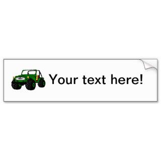Green jeep car cartoon bumper sticker
