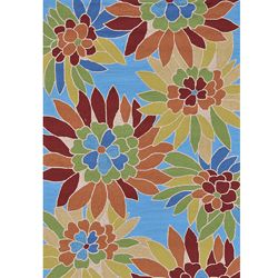 Alexander Home Hand hooked Coventry Blue Floral Indoor/ Outdoor Rug (76 X 96) Blue Size 8 x 10