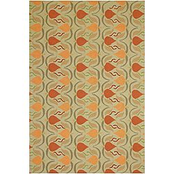 Hand hooked Green Area Rug (3 6 X 5 6)
