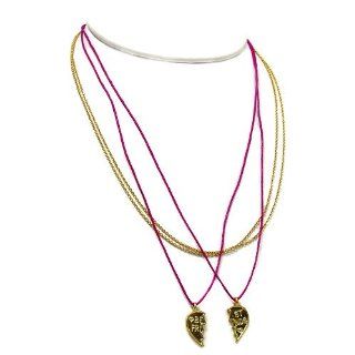 405e 07 Best Friends Gold Plated Fuchsia Necklace Stretch Bracelets Jewelry