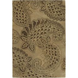 Hand tufted Mandara Beige Wool Area Rug (5 X 76)