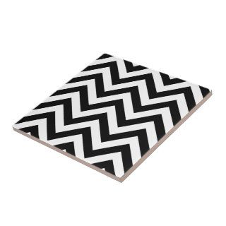 Black and white  Zigzag Chevron Pattern Tile