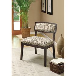 Tan Swirl Fabric/ Cappuccino Accent Chair