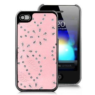 Stylish Glittery Floral Pattern Leather Hard Case Cover for iphone 4 4S   Pink + Free anti scratch screen protector Cell Phones & Accessories