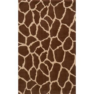Power loomed Giraffe Brown Wool Rug (96 X 13)