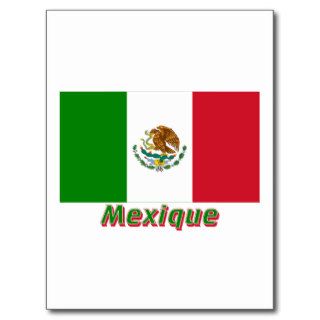 Drapeau Mexique avec le nom en français Postcard