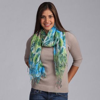 Saro Womens Turquoise Floral Printed Scarf