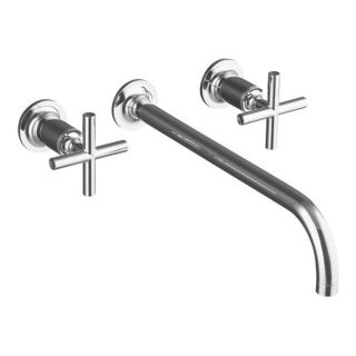 Kohler K t14416 3 cp Polished Chrome Purist Two handle Wall mount Lavatory Faucet Trim With 12, 90 degree Angle Spout And Cross