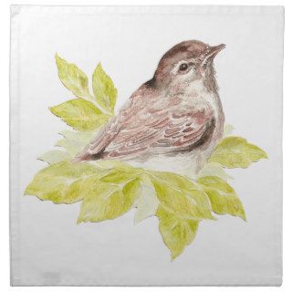 Original Watercolor Sparrow Cute Garden Bird Napkin