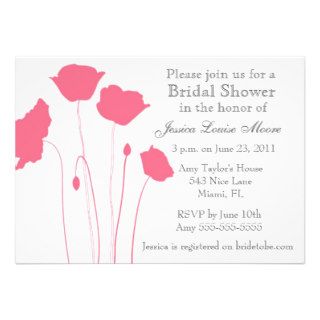 Coral poppies bridal shower invite