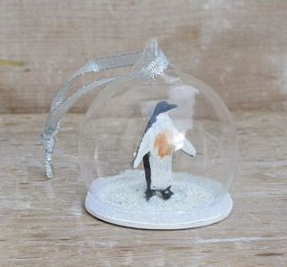 ornamental penguin christmas globe by horsfall & wright